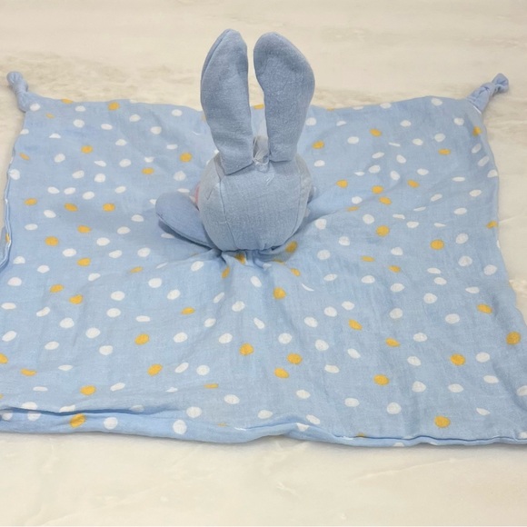 Parents Choice Lovey Blue Muslin Bunny Rabbit Polka Dot Security Blanket Rattle* - Picture 9 of 12